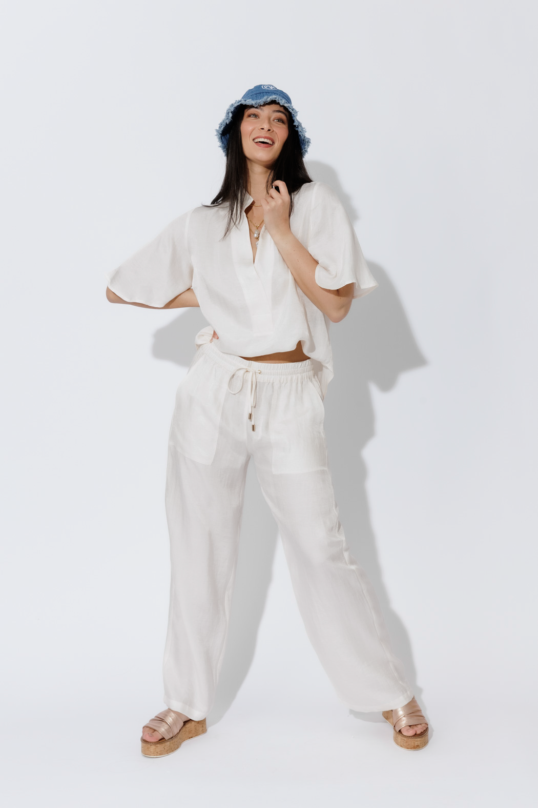 Ivory Tencel/Linen Pant