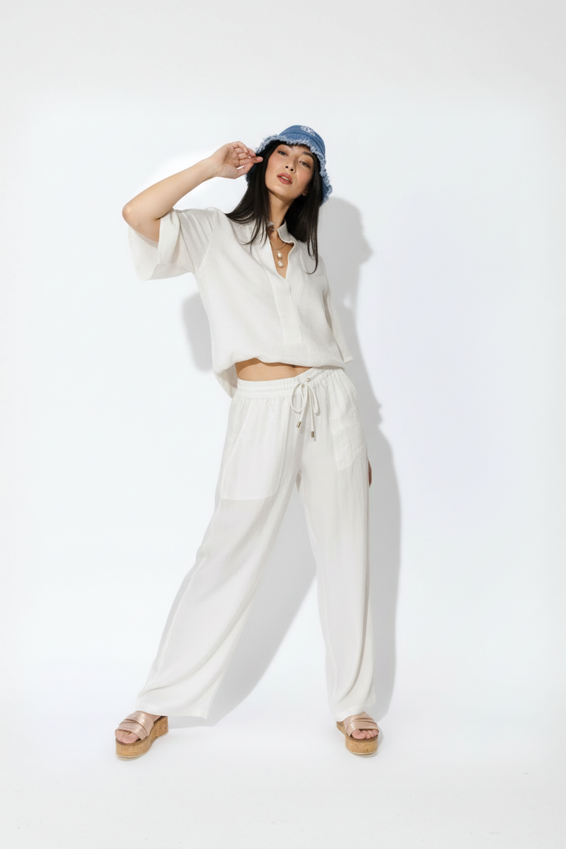 Ivory Tencel/Linen Pant