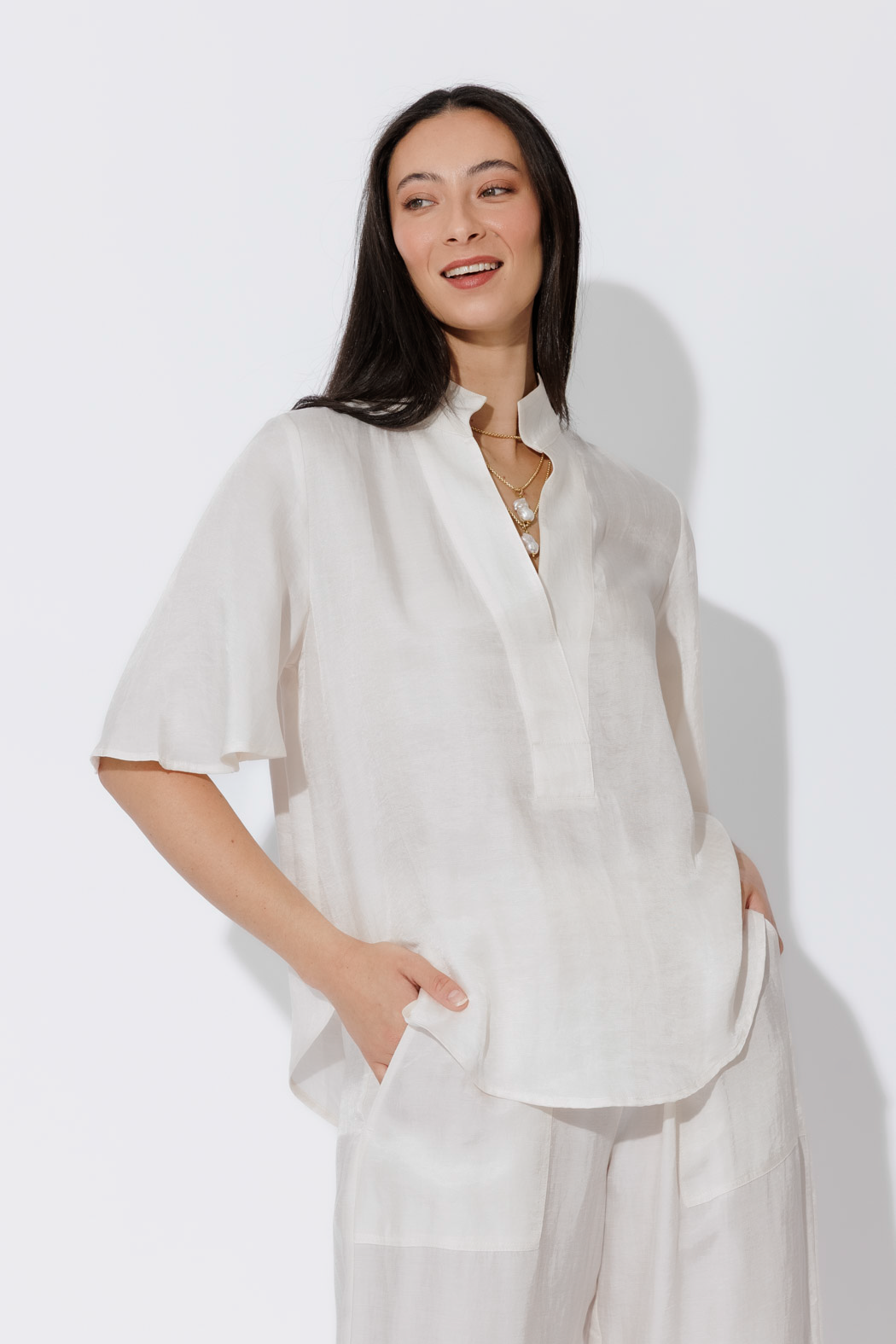 Ivory Tencel/Linen Blogger Shirt