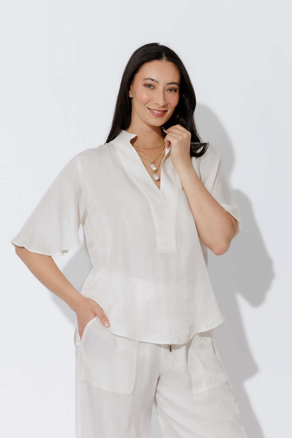 Ivory Tencel/Linen Blogger Shirt