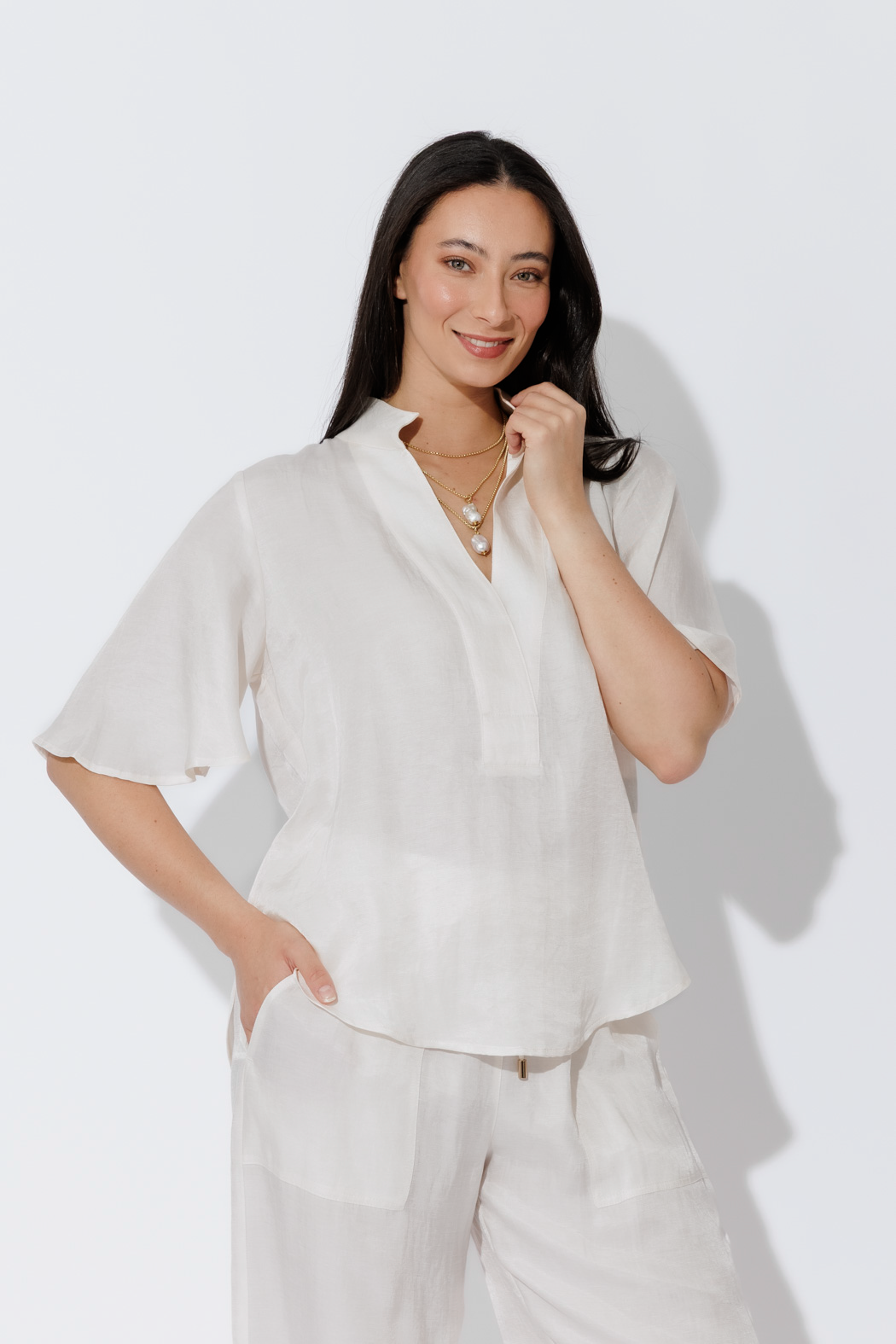 Ivory Tencel/Linen Blogger Shirt