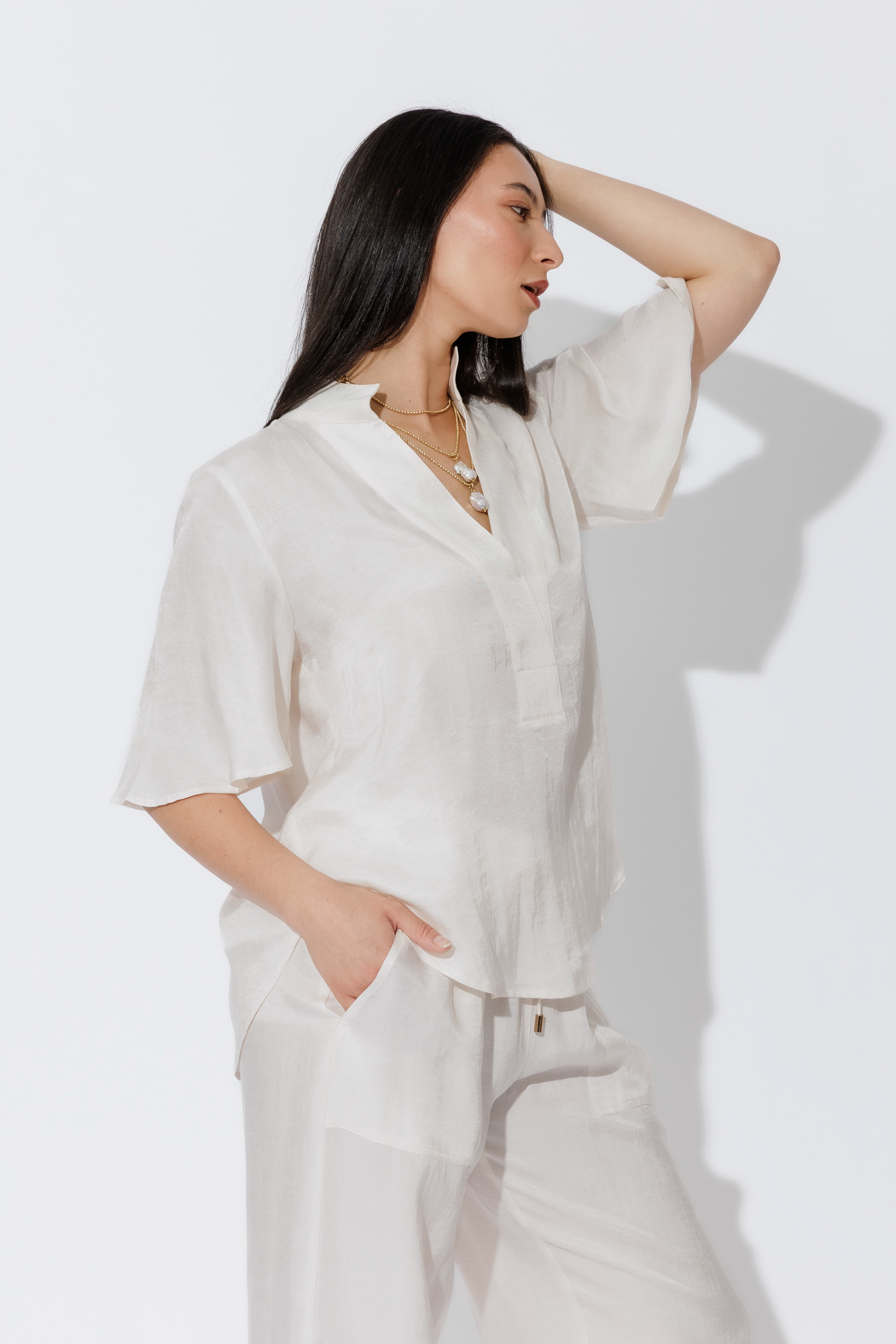 Ivory Tencel/Linen Blogger Shirt
