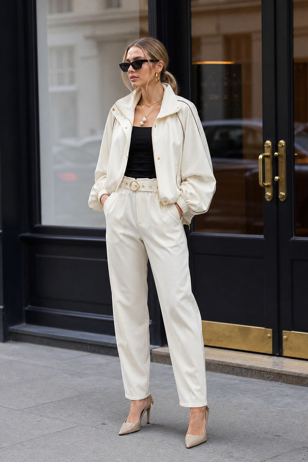 Ivory Lustra Paperbag Pant