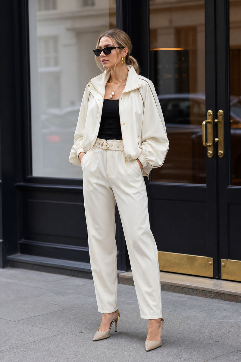 Ivory Lustra Paperbag Pant