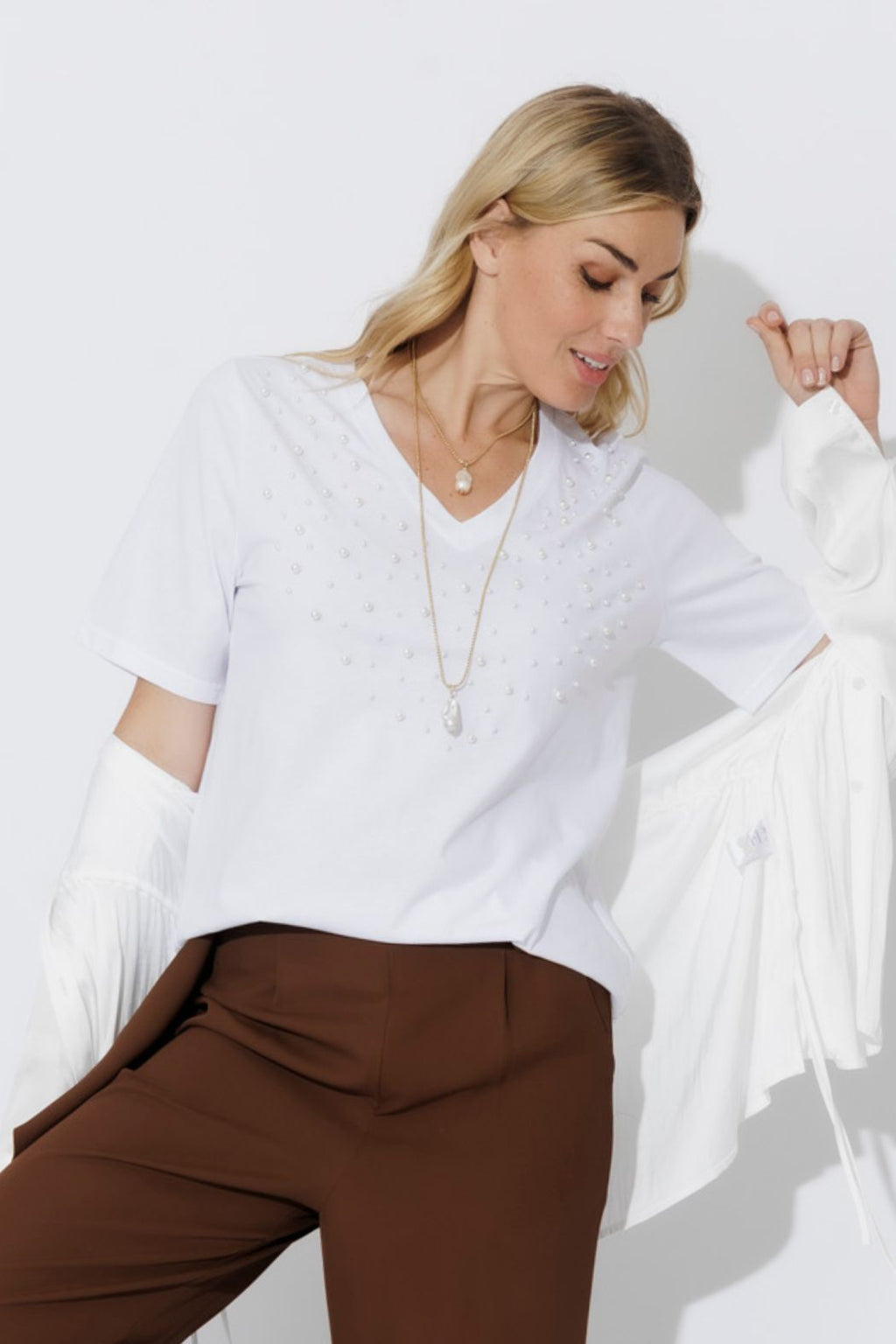 White Cotton Pearl T-Shirt