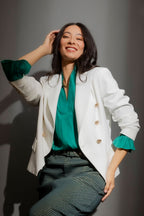 White Shimmer Crop Sisca Blazer