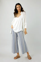 Blue Stripe Bengaline Jet Culotte - Final Sale