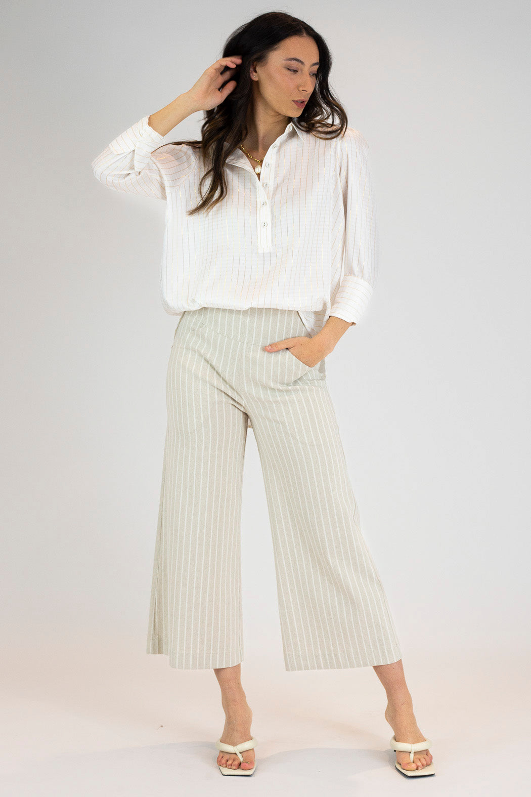 White Lurex Maya Shirt - FINAL SALE