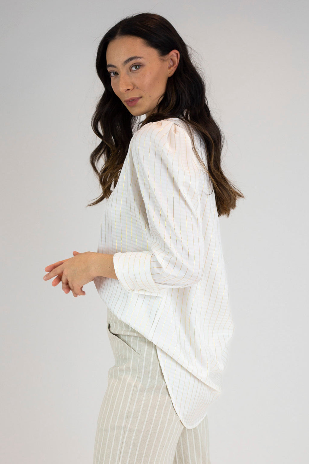 White Lurex Maya Shirt - FINAL SALE