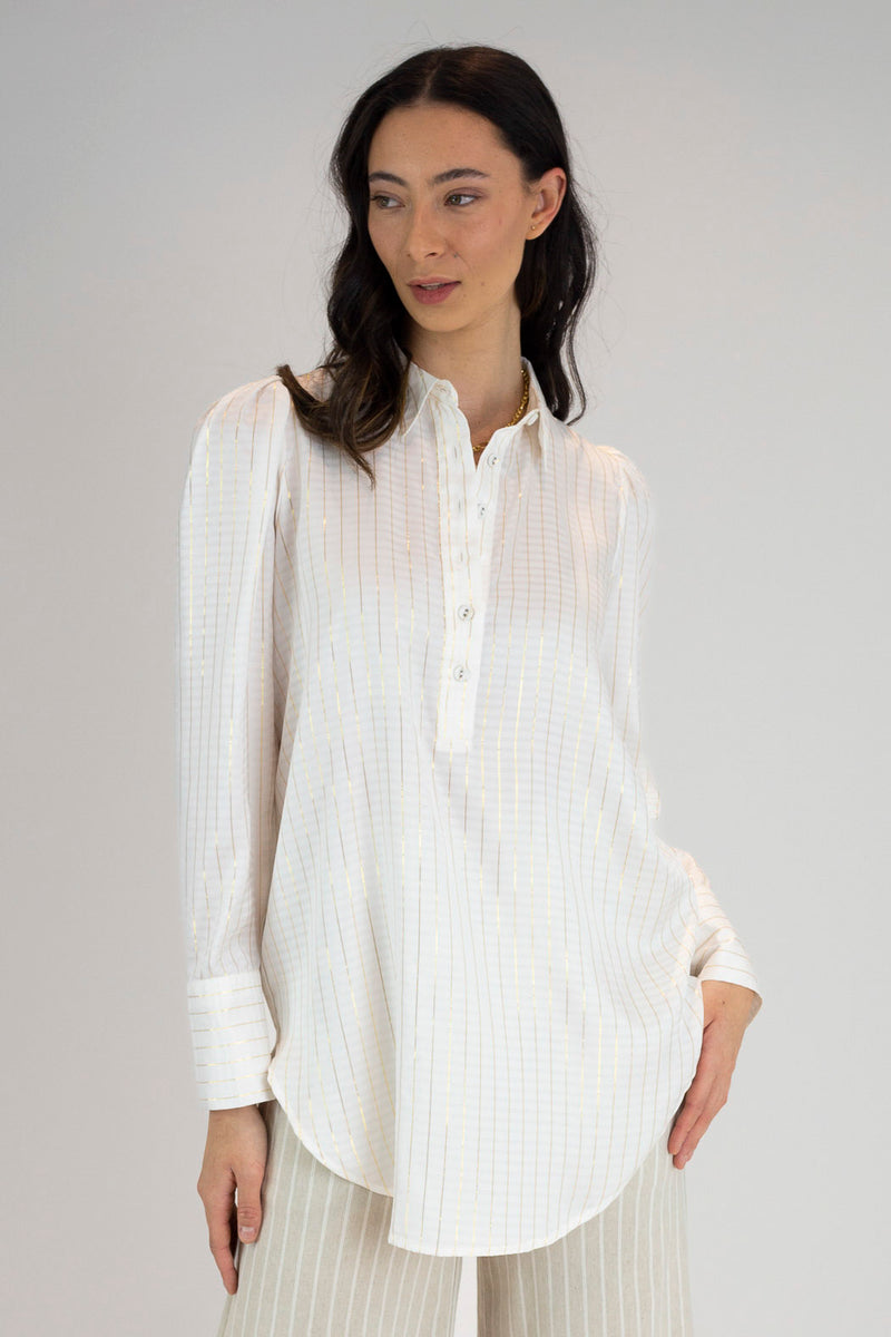 White Lurex Maya Shirt - FINAL SALE