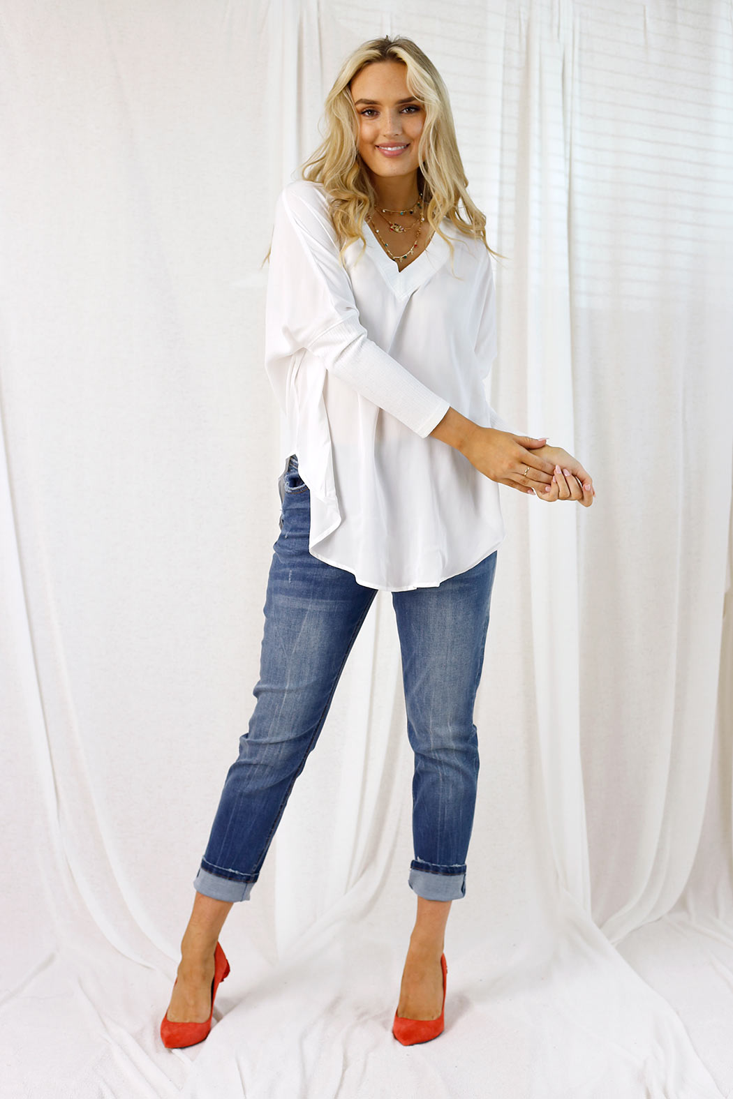 White Seta Twist Back Top - SALE