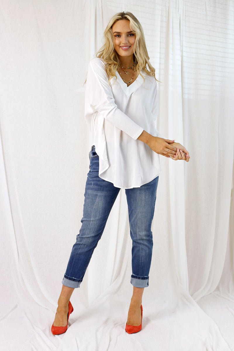 White Seta Twist Back Top - SALE