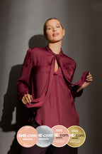 Wine Silky Tie Blogger Shirt