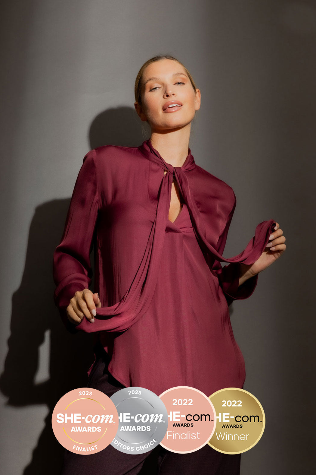 Wine Silky Tie Blogger Shirt