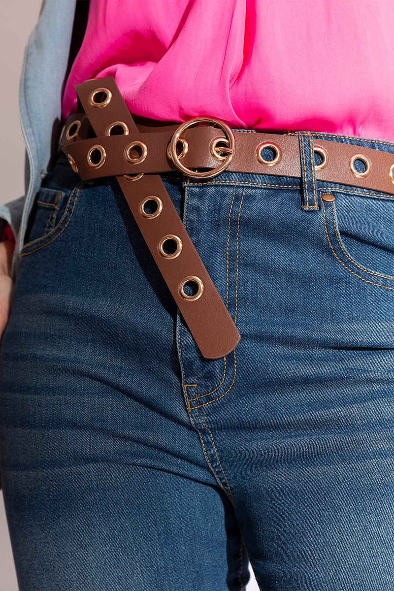 Tan/Gold Ring Belt