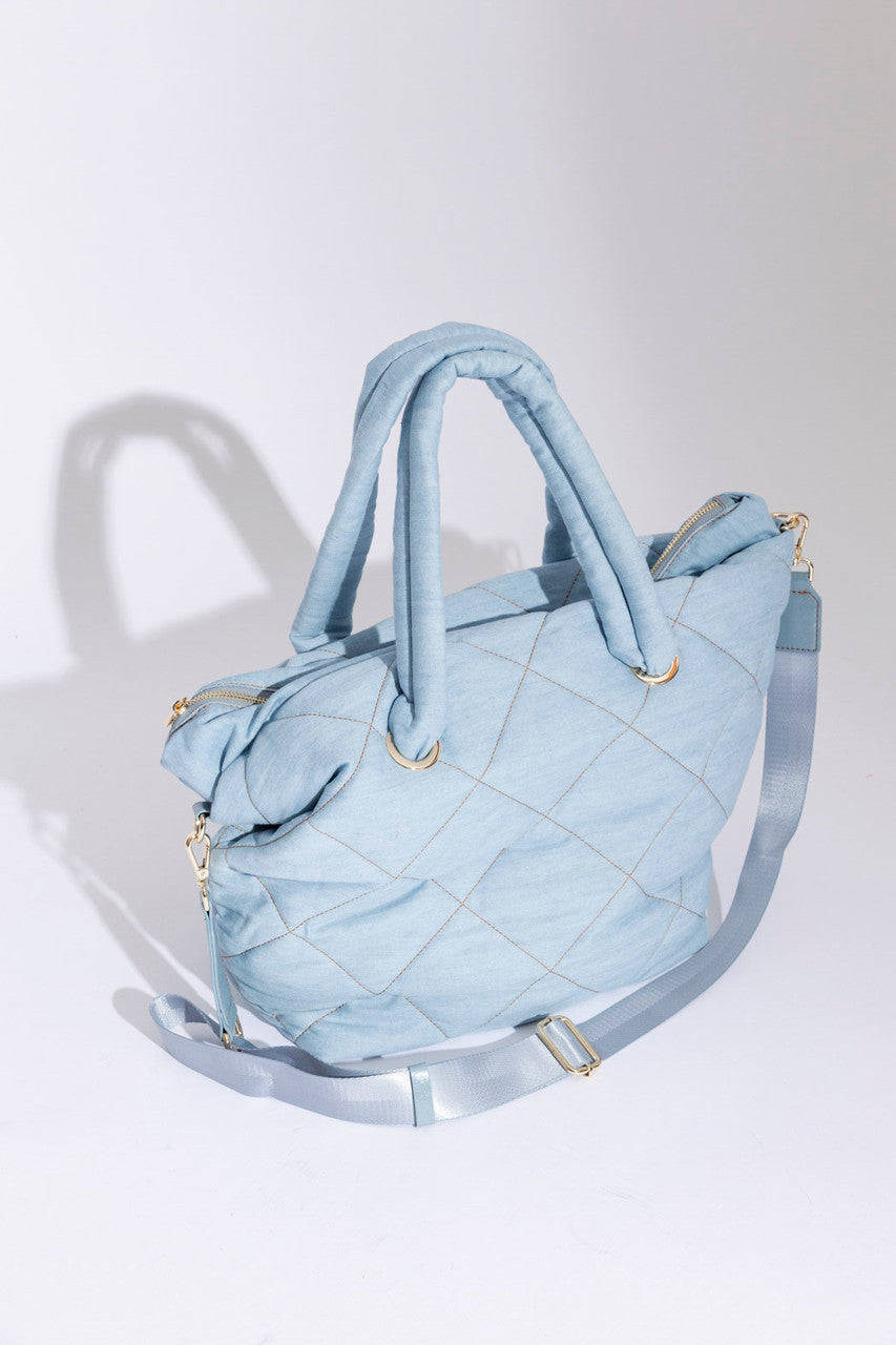 Denim Quilted Tote Bag