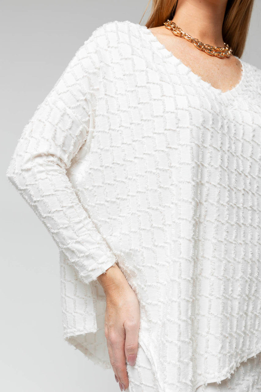 Ivory Shimmer Knit V Neck Jumper