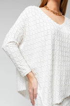 Ivory Shimmer Knit V Neck Jumper