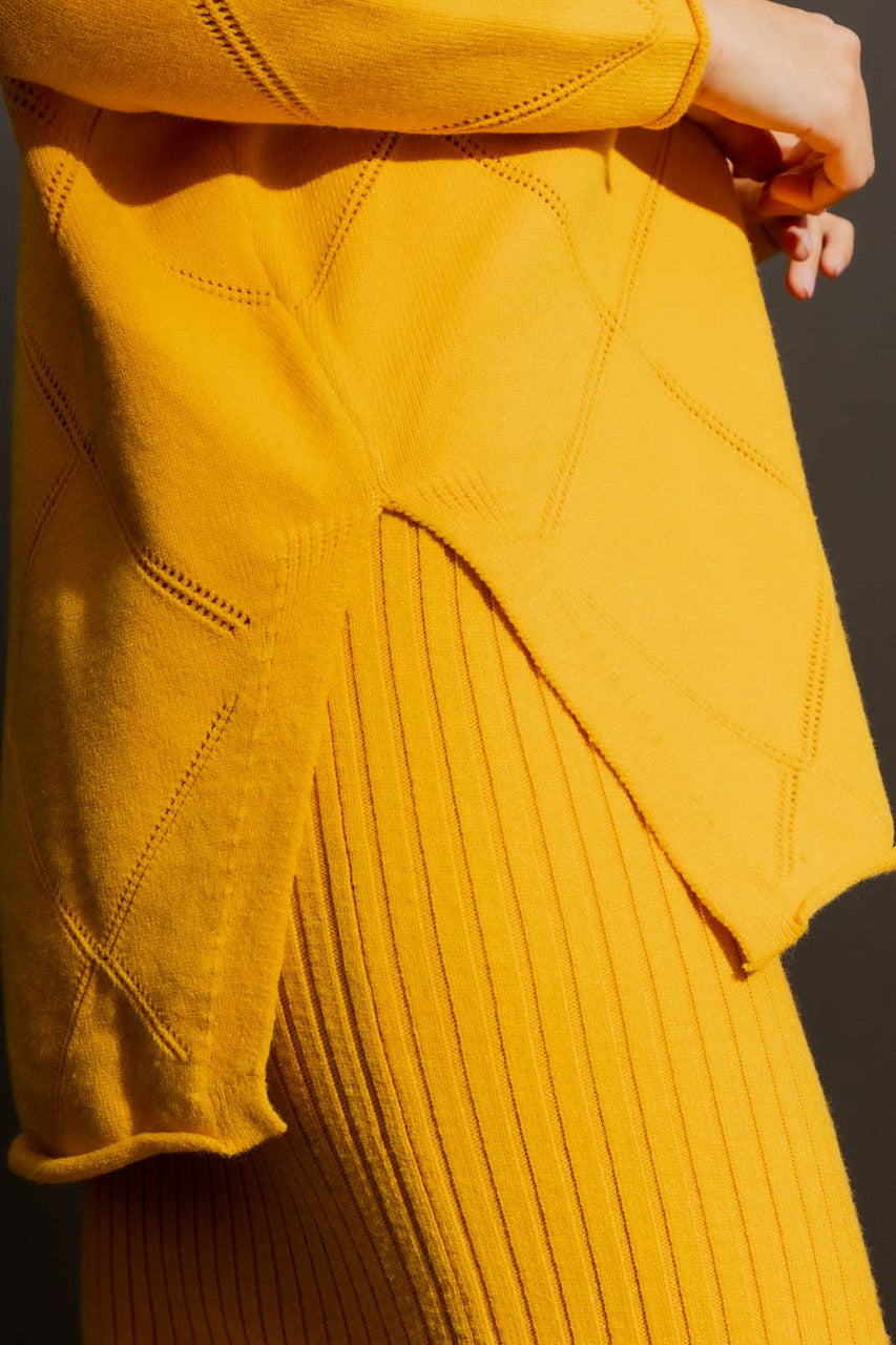 Marigold Criss Cross V Neck Jumper Marigold S