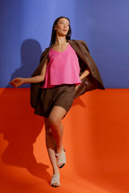 Pink Linen Bell Cami