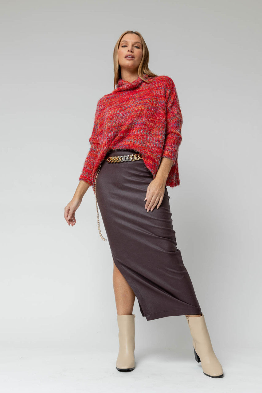 Red Speckle Fluffy Crop Jumper