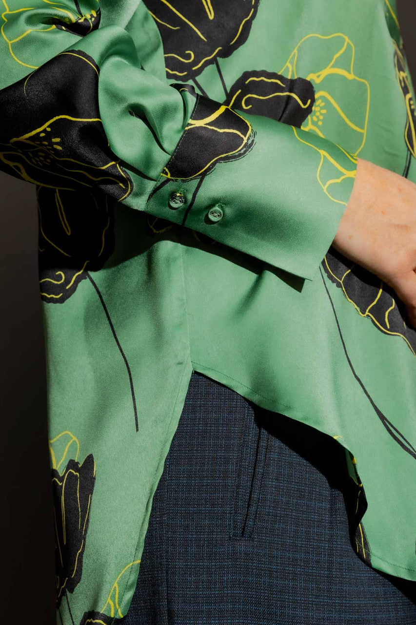 Green/Yellow Silky Blogger Shirt