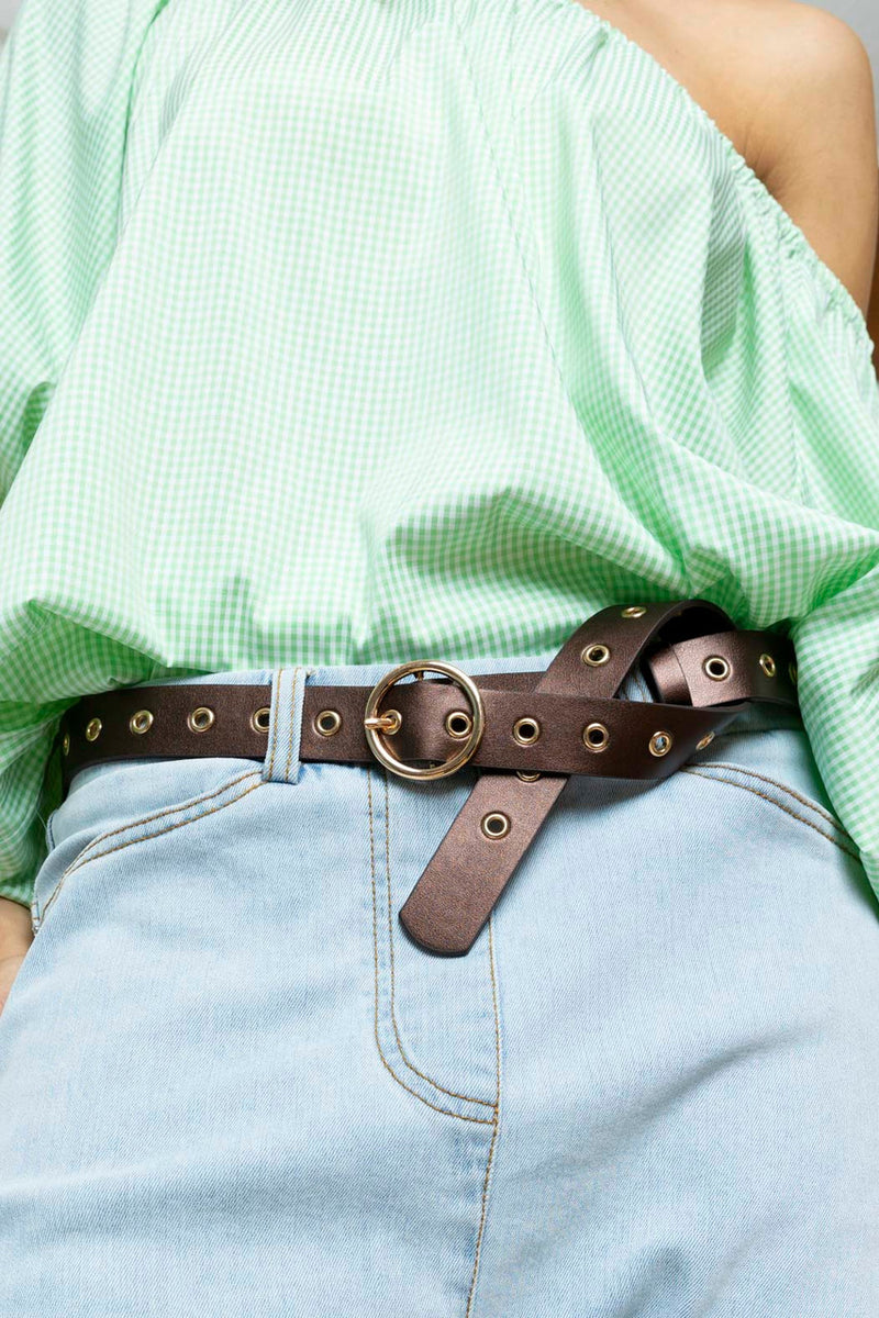 Deep Rose Eyelet Belt