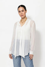 White Viscose Scarf Shirt
