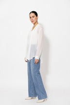 White Viscose Scarf Shirt
