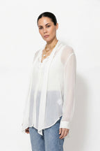 White Viscose Scarf Shirt