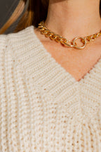 Ivory Chunky V Neck Jumper Ivory S