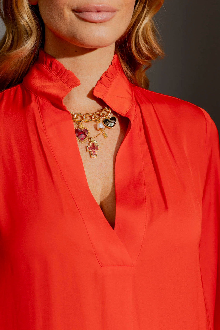Red Ruffle Blogger Shirt