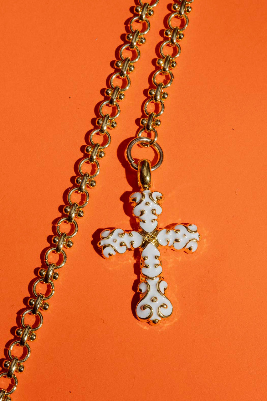 Enamel Filigree Cross Necklace S