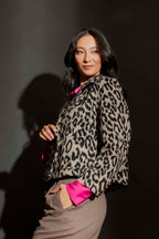 Grey Animal Crop Astra Coat Grey Animal