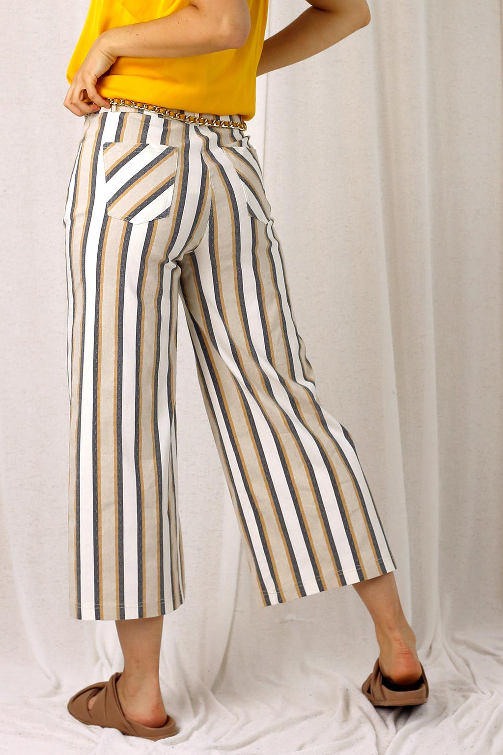 Mustard Stripe Bengaline Culotte - SALE