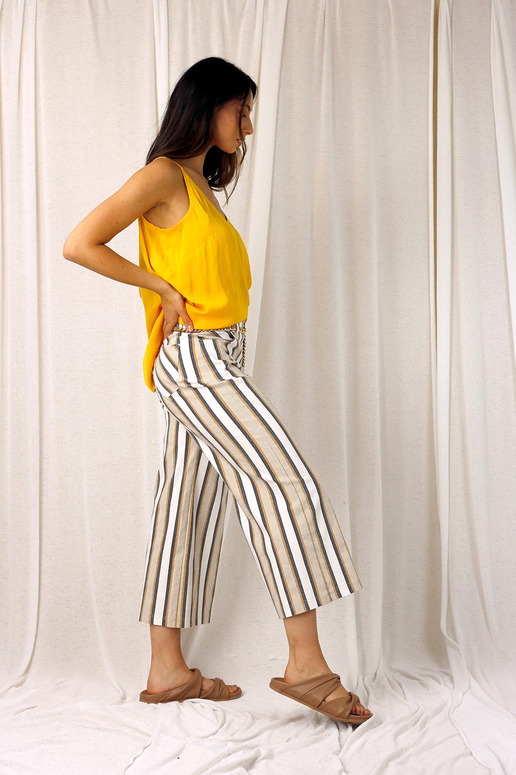 Mustard Stripe Bengaline Culotte - SALE