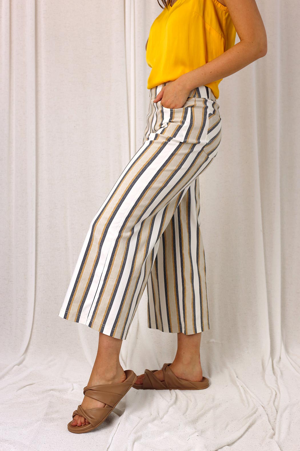 Mustard Stripe Bengaline Culotte - SALE