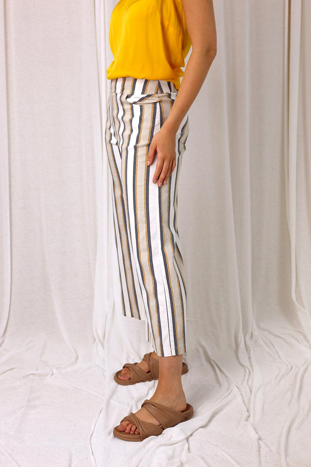 Mustard Stripe Bengaline Culotte - SALE