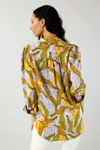 Lilac And Yellow Ruffle Collar Blouse - Final Sale