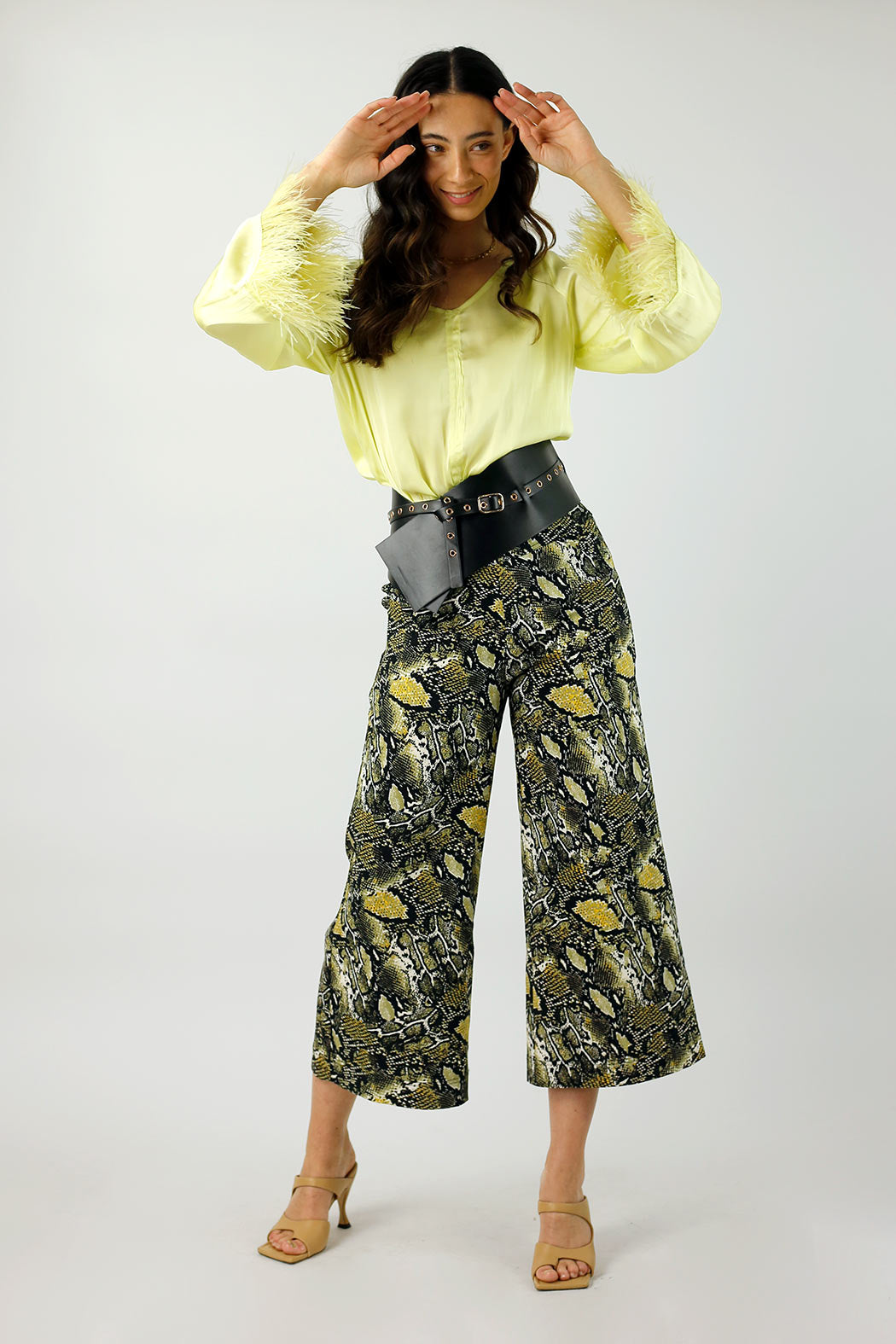 Chartreuse Silky Feather Top - Final Sale