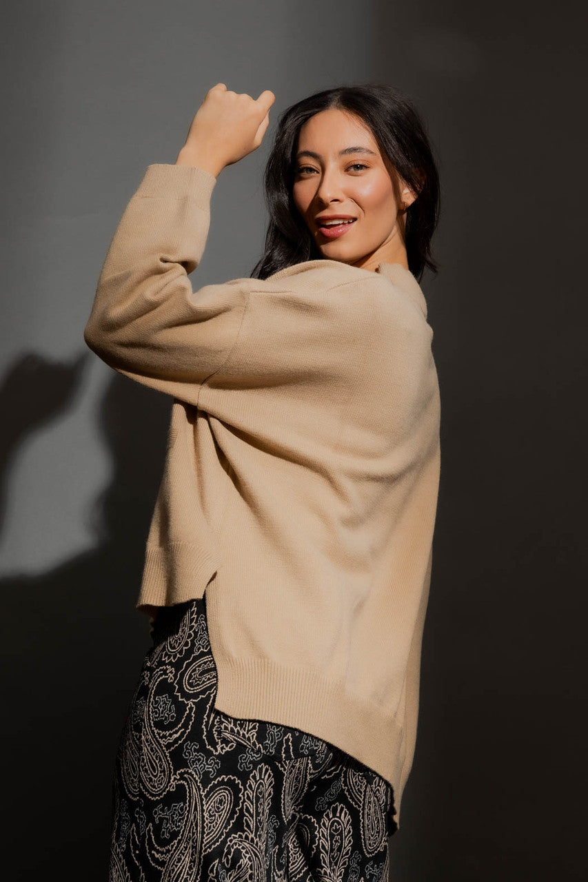 Latte Mock Neck Drop Shoulder Jumper Latte S