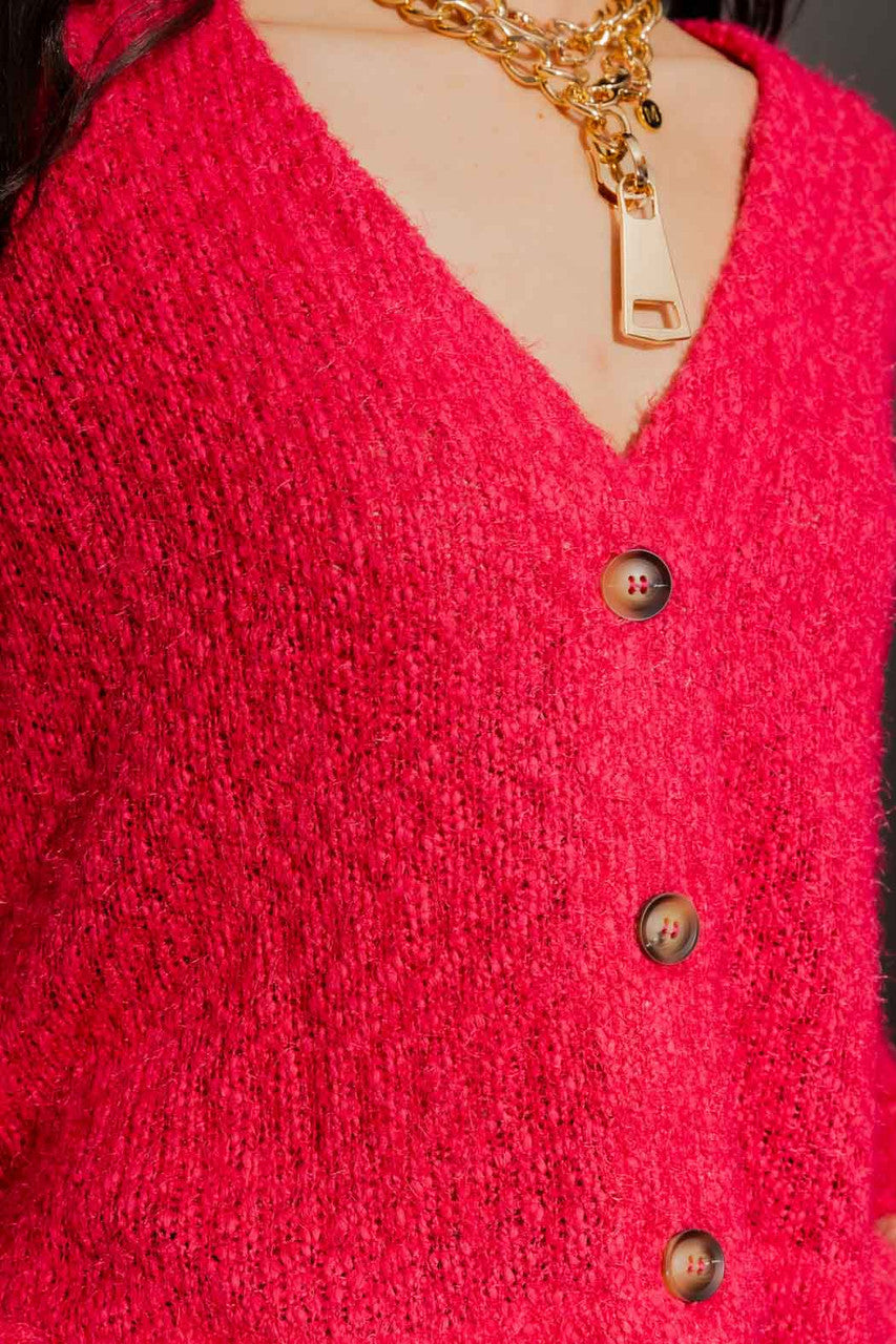 Raspberry Fluffy Wonder Cardigan