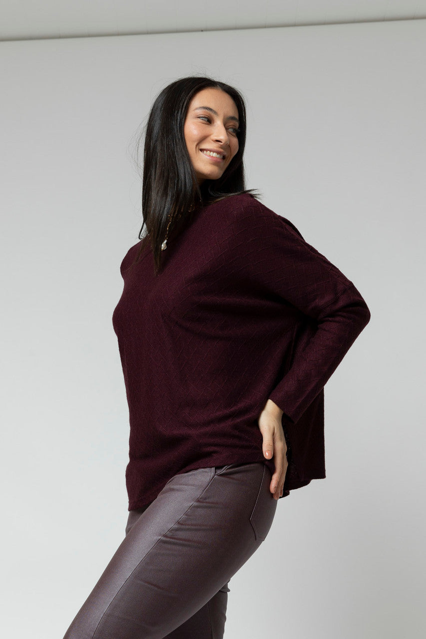 Plum Diamond Crew Neck Jumper