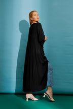 Black Silky Ruffle Dress