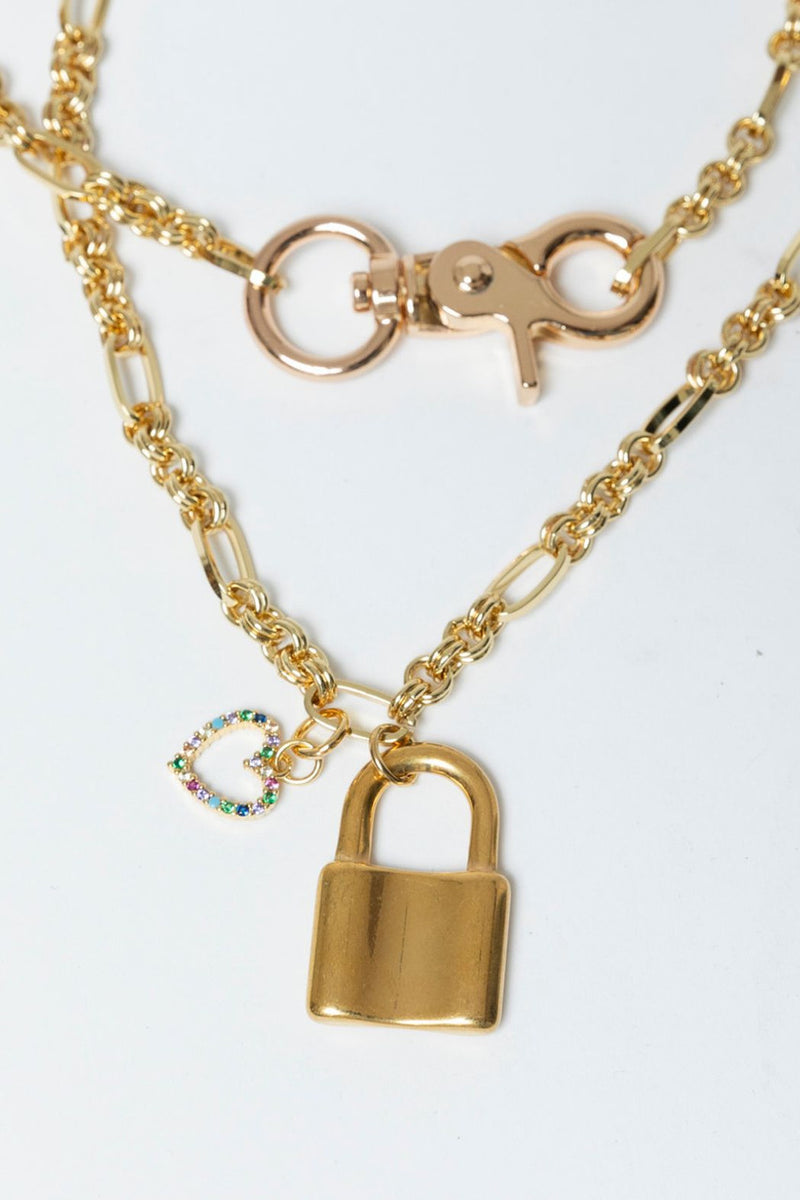 Gold Plated Chain Padlock Necklace S
