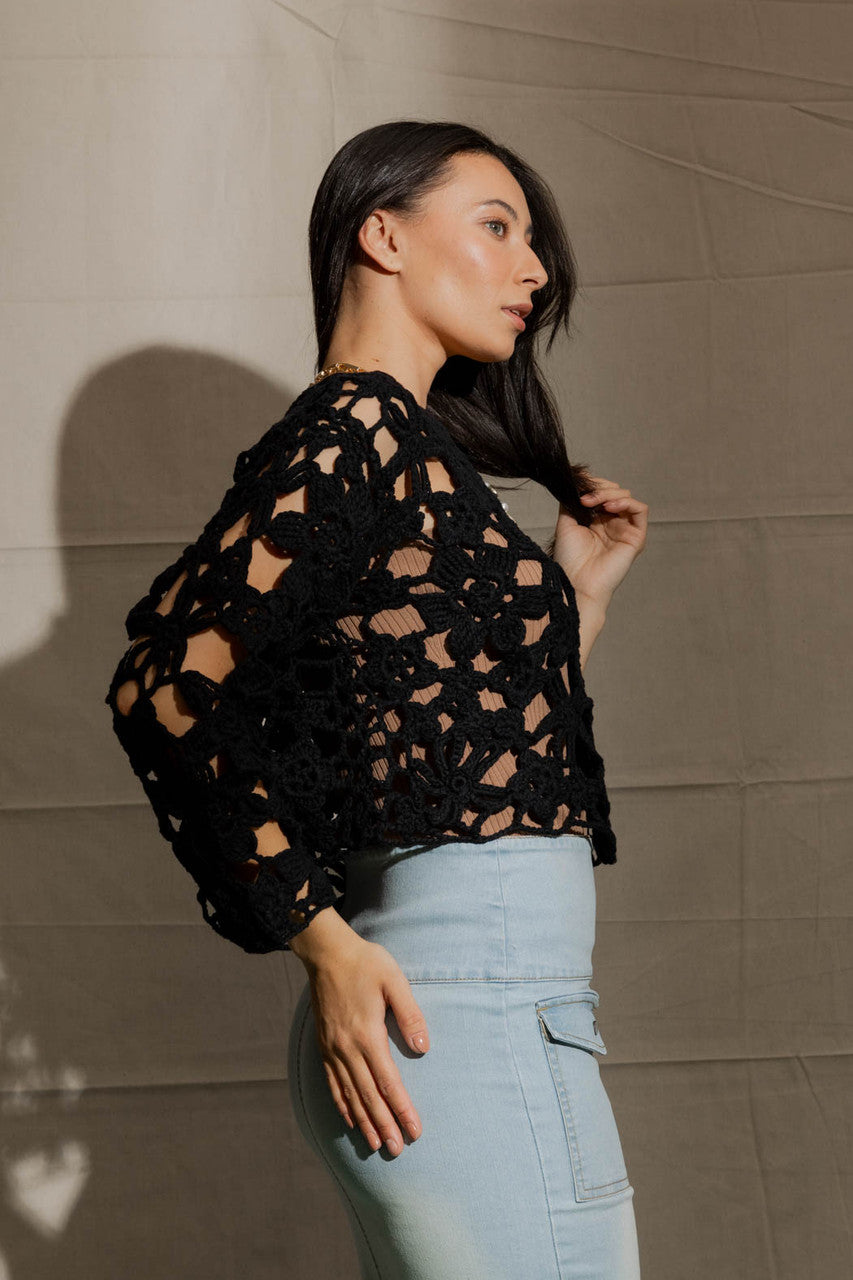 Black Chunky Crochet Knit