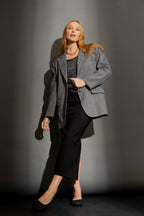 Grey Check Lurex Oversized Blazer Grey Check