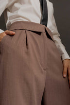 Mocha Textured Paperbag Pant