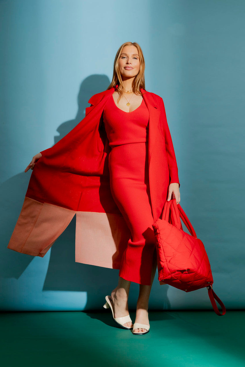 Red / Peach Euro Splice Trench