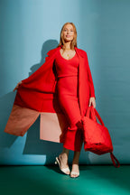 Red / Peach Euro Splice Trench